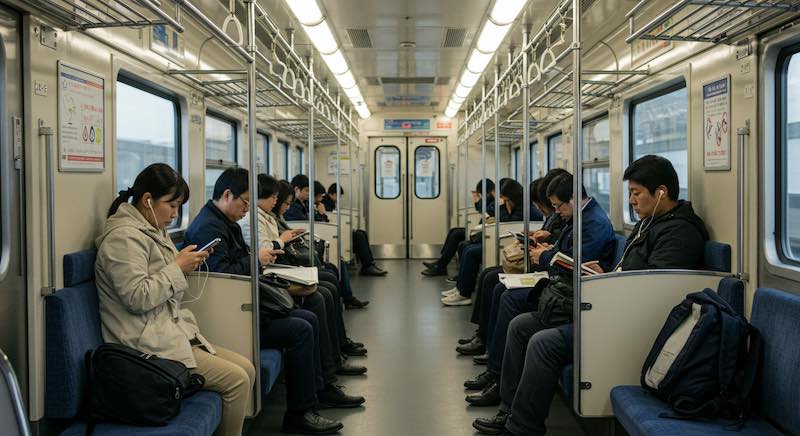 Orderly Japanese people remain quiet even on the train