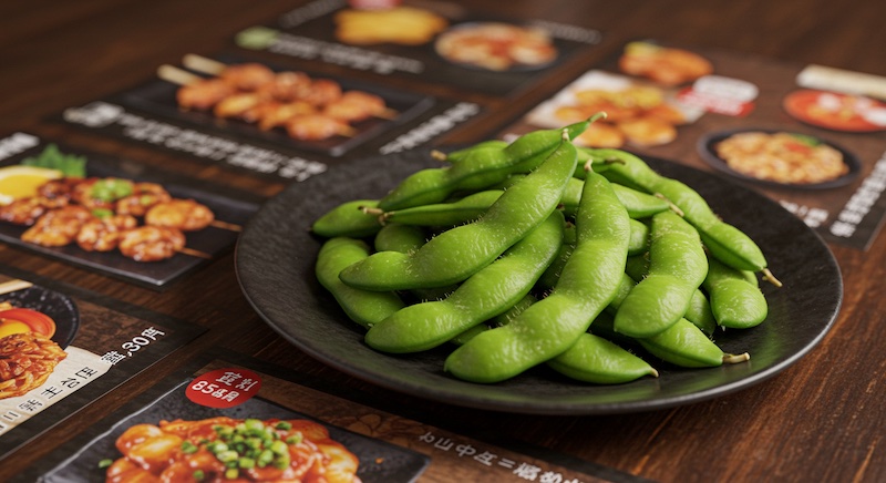 Edamame, a typical beer snack