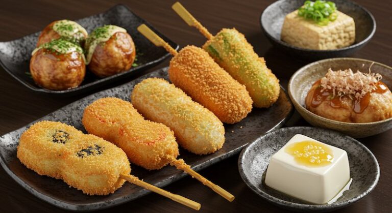 Typical foods of Japanese izakayas, such as hiyayakko (cold tofu) and edamame (green soybeans)