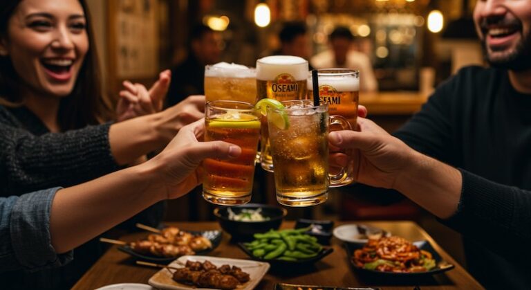"Cheers" at an izakaya I visited during my trip to Japan