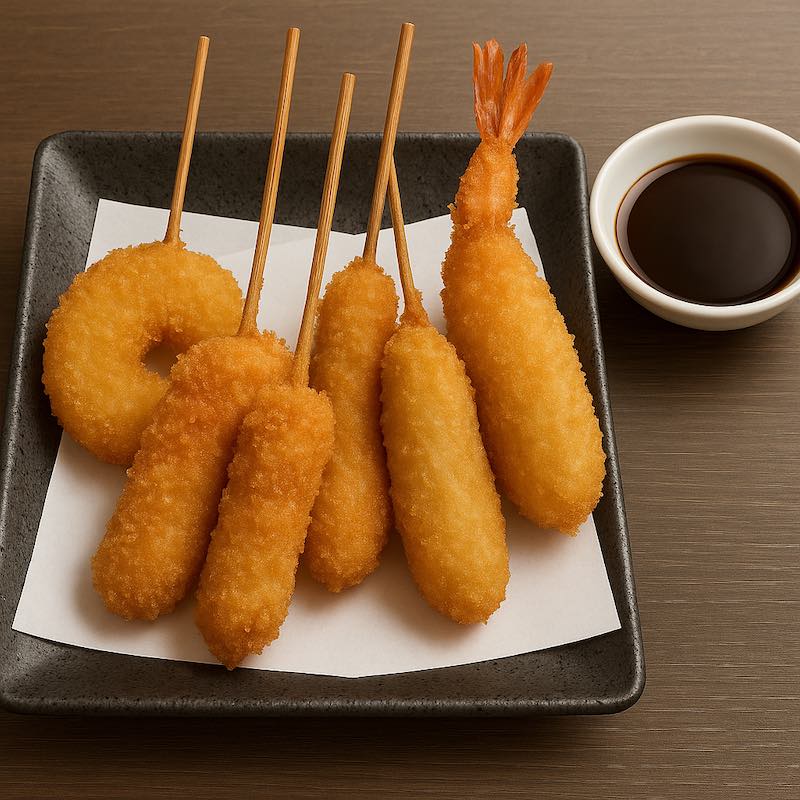 Crispy fried Japanese kushikatsu