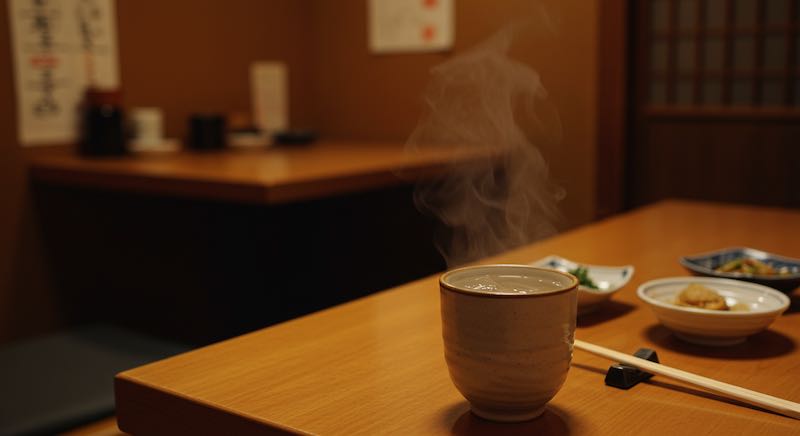 Shochu with hot water, perfect for cold days