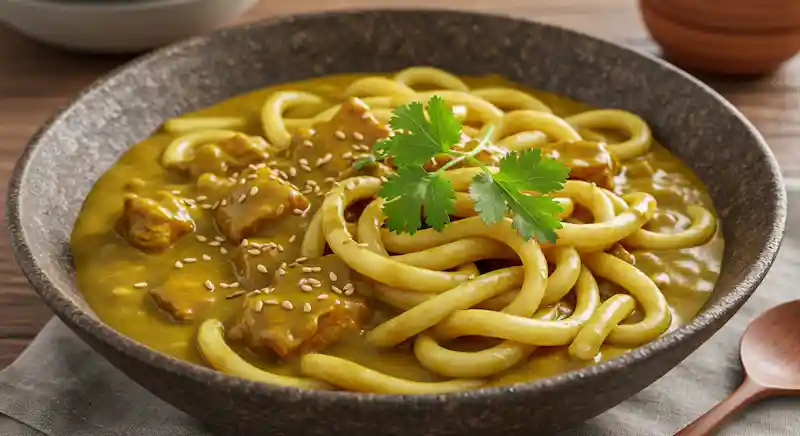 Curry udon, udon noodles topped with curry sauce