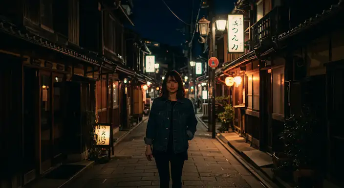 Japan's safety:dark street in japan