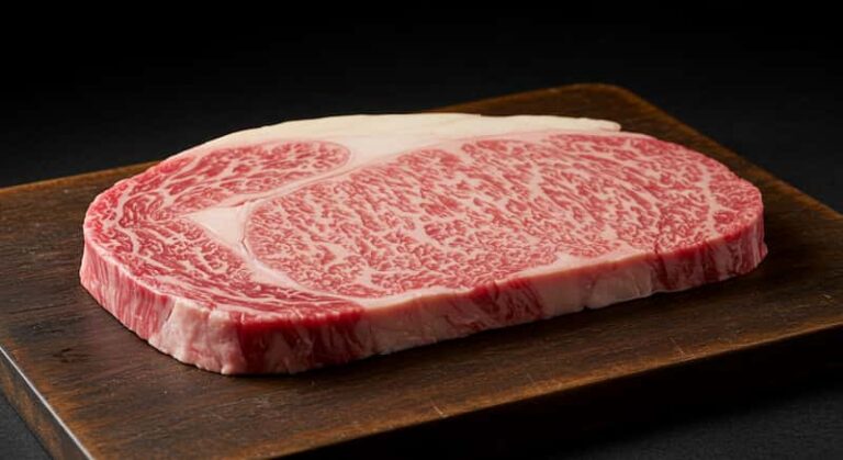 Beautifully marbled Wagyu beef