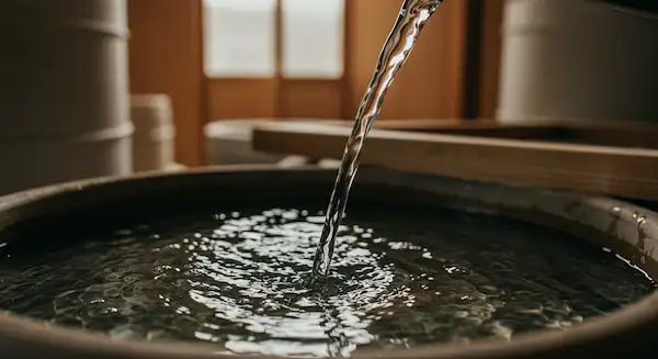 Pure water used in brewing sake